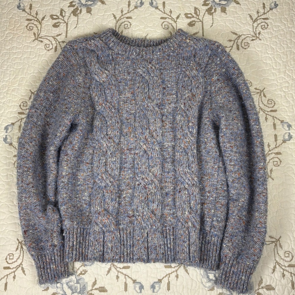 A New Day Sweater Womens Small Blue Excellent Cable Knit Confetti Marled Crew
